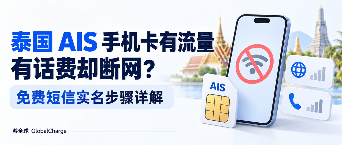 泰国 AIS 手机卡有流量有话费却断网？免费短信实名步骤详解