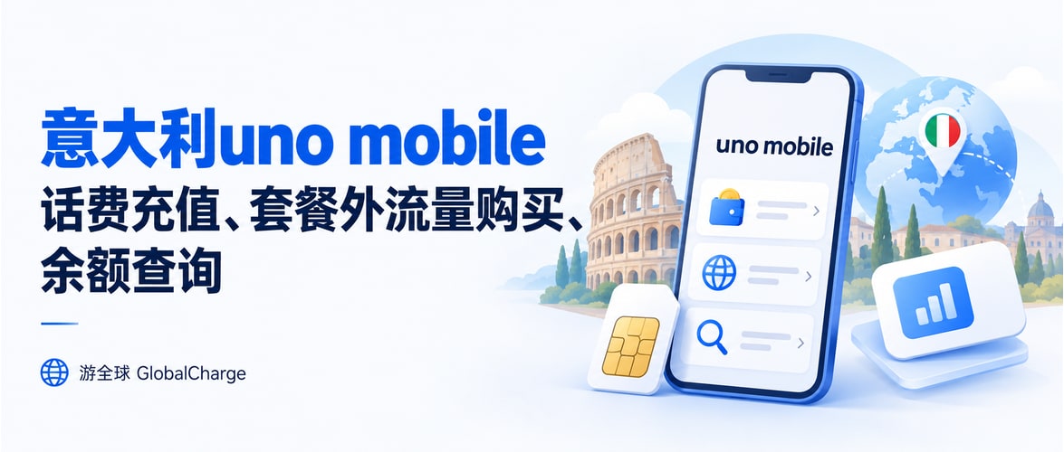 意大利uno mobile话费充值、套餐外流量购买、余额查询
