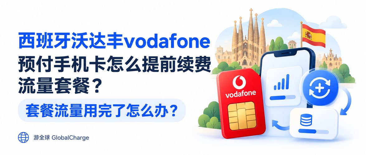 西班牙沃达丰vodafone预付手机卡怎么提前续费流量套餐?套餐流量用完了怎么办?